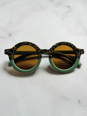 Luna Rose Round Two Tone Sunglasses Leopard / Green