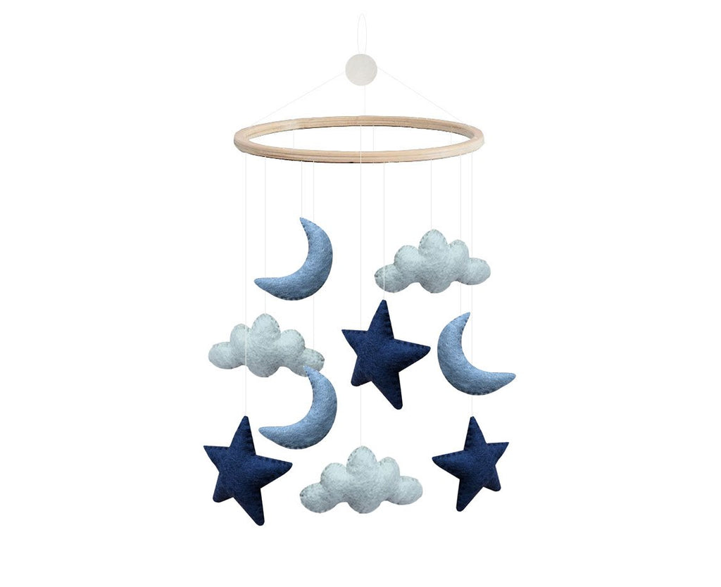 Gamcha Cloud, Moon & Stars Mobile in Blue