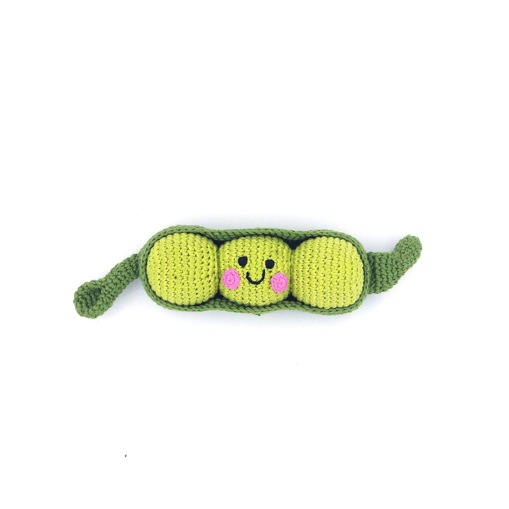 Crochet toy handmade fairtrade Friendly Peapod rattle