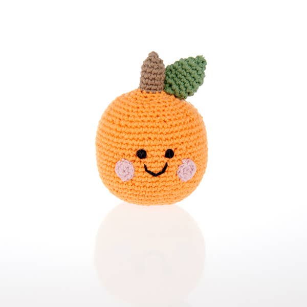 Crochet toy handmade fairtrade Friendly orange rattle - soft