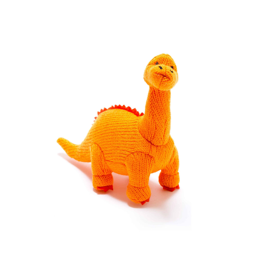 Knitted Orange Medium Diplodocus Toy