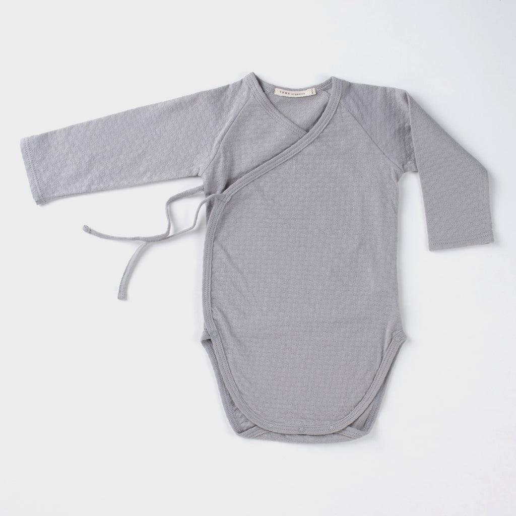 Tane Organics Pointelle Kimono Bodysuit - Grey