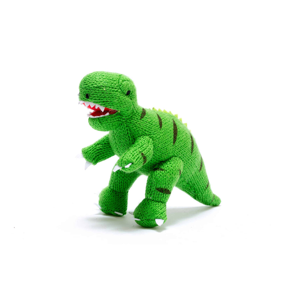 Knitted Medium Green T-Rex Toy