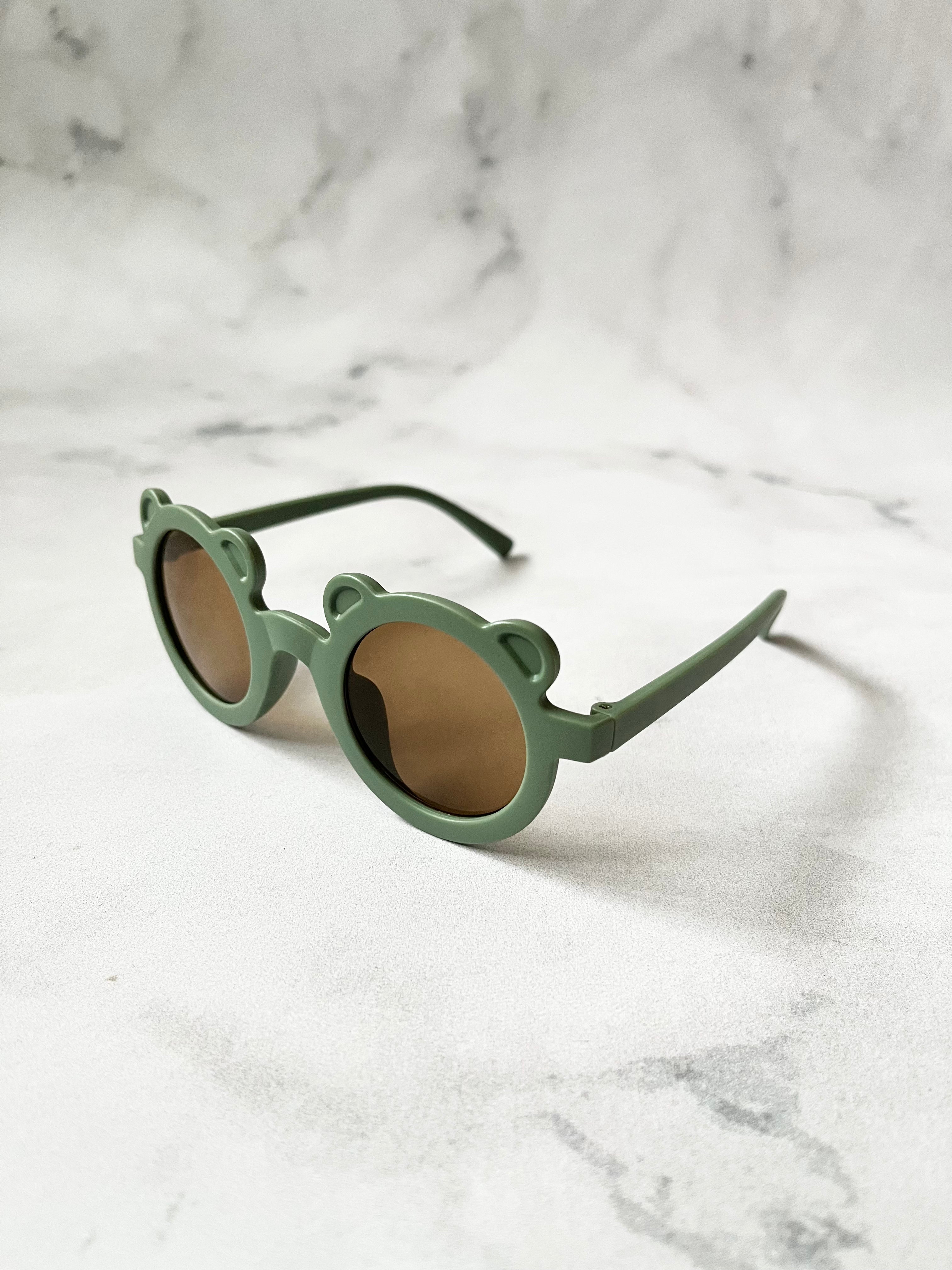 Luna Rose Round Bear Sunglasses Green