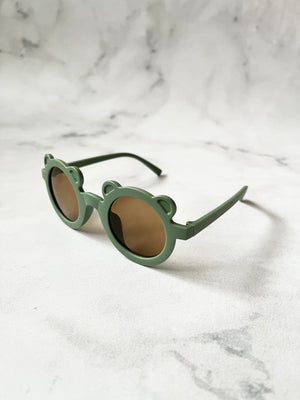 Luna Rose Round Bear Sunglasses Green