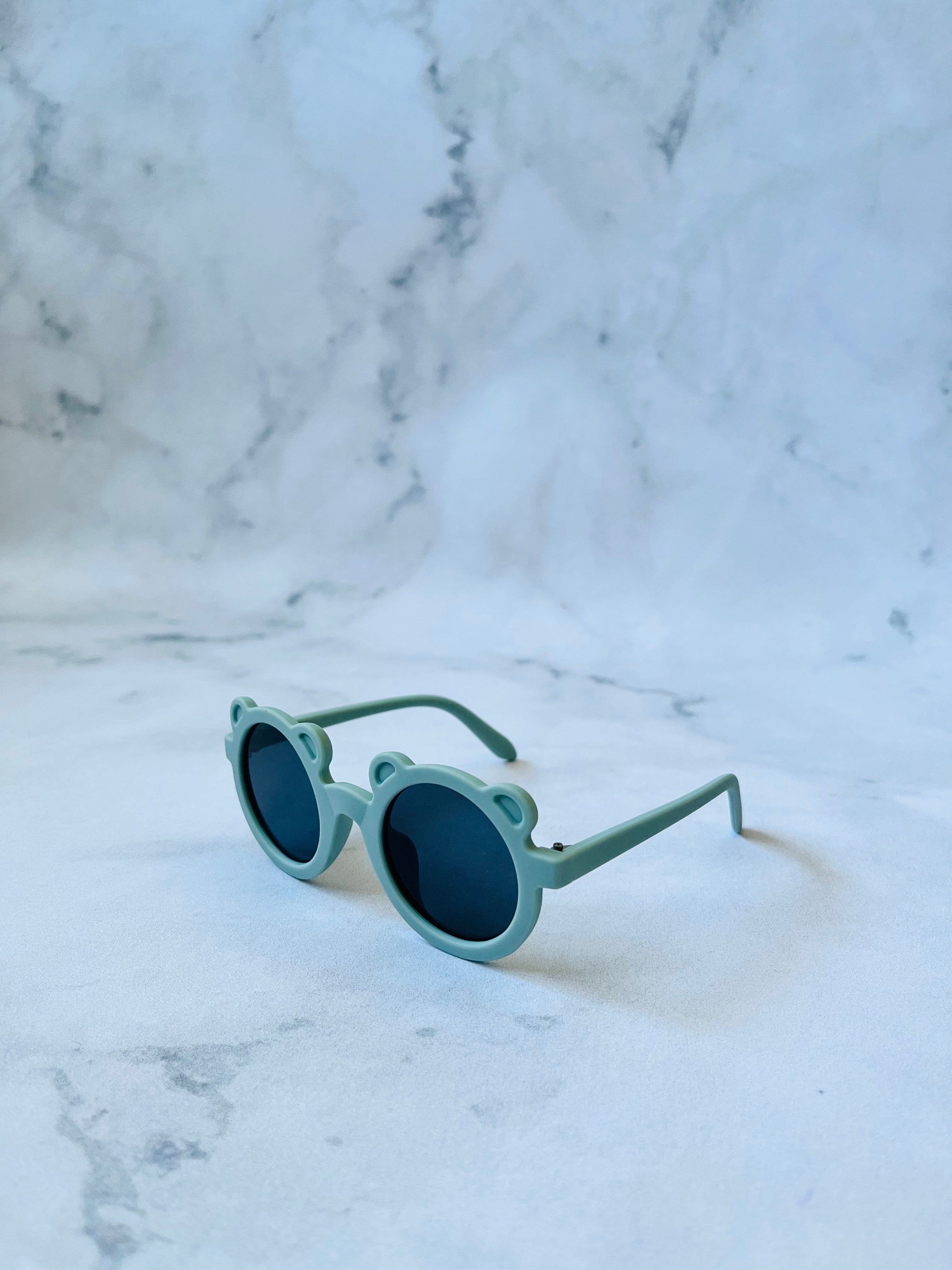 Luna Rose Round Bear Sunglasses Matte Light Blue