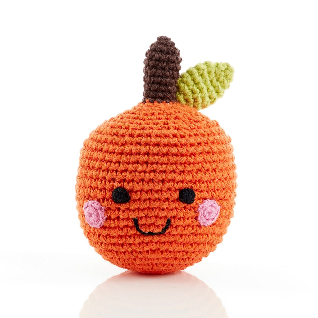 Knitted Orange Friendly Fruit Rattle