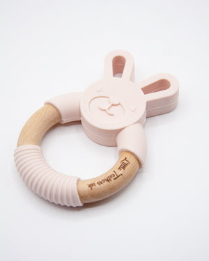 Little Teethers Rabbit Beechwood Silicone Teether - Blush