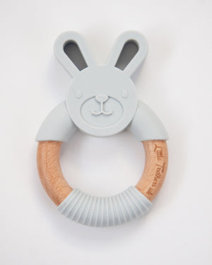 Little Teethers Rabbit Beechwood Silicone Teether - Grey