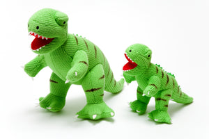 Knitted Medium Green T-Rex Toy