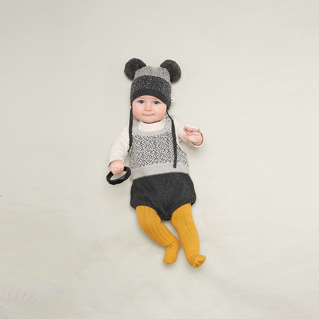 Bonnie Mob Widget Chunky Knit Baby Romper - Grey