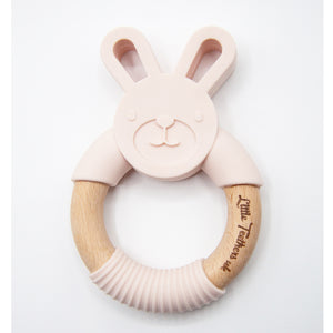 Little Teethers Rabbit Beechwood Silicone Teether - Blush