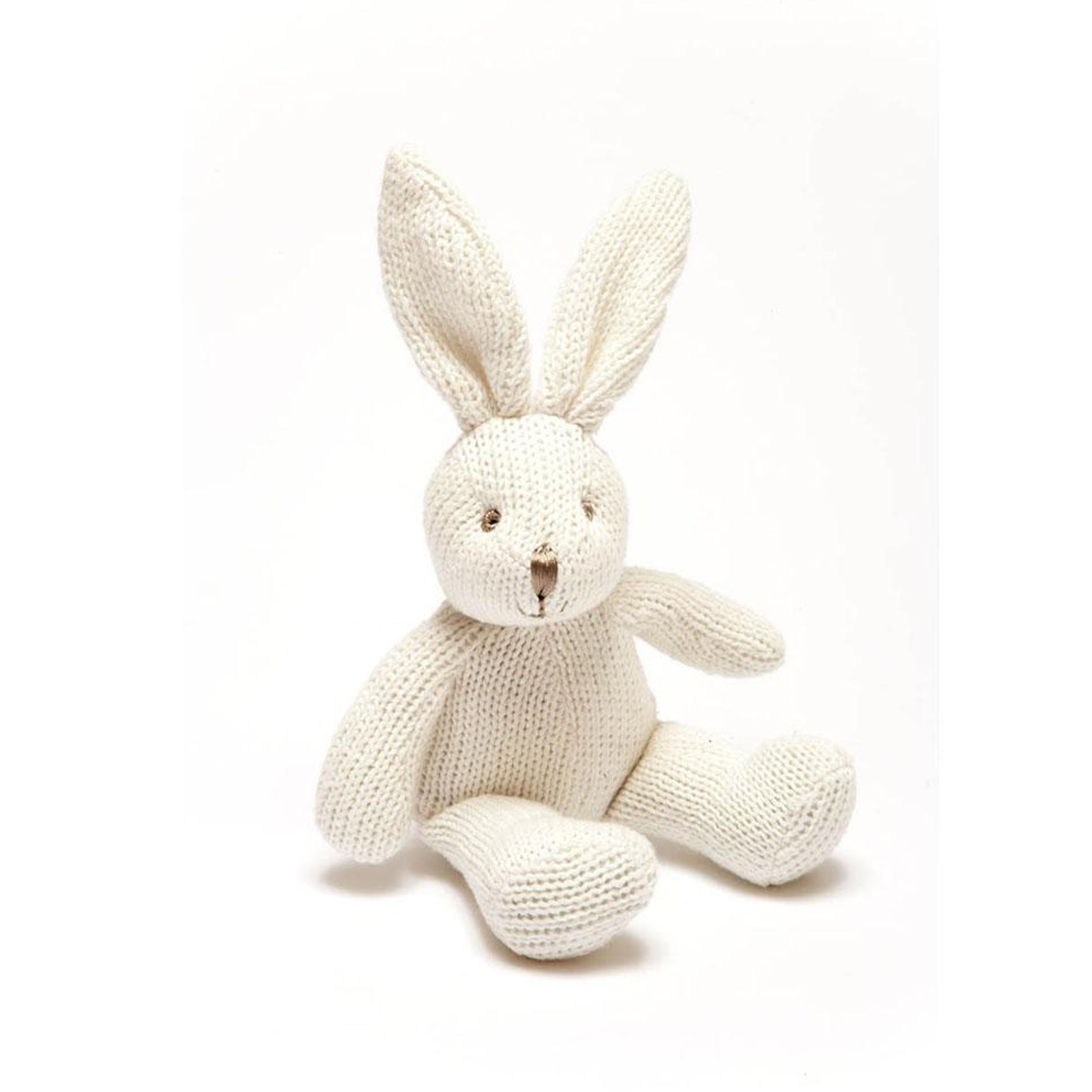 Knitted Organic Cotton White Bunny Rattle