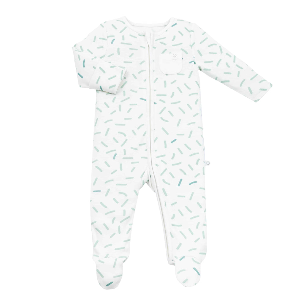 Baby Mori 'Dream in Green' Zip up Sleepsuit