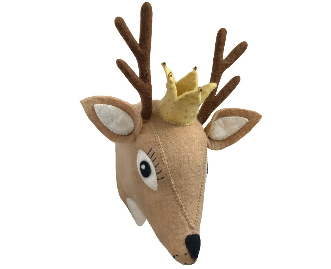 Gamcha Deer Head with Crown Wall Hanging