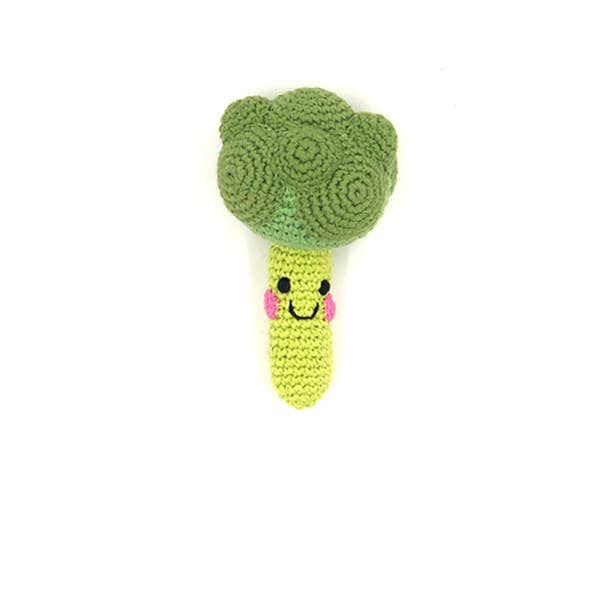 Crochet toy handmade fairtrade Friendly broccoli rattle