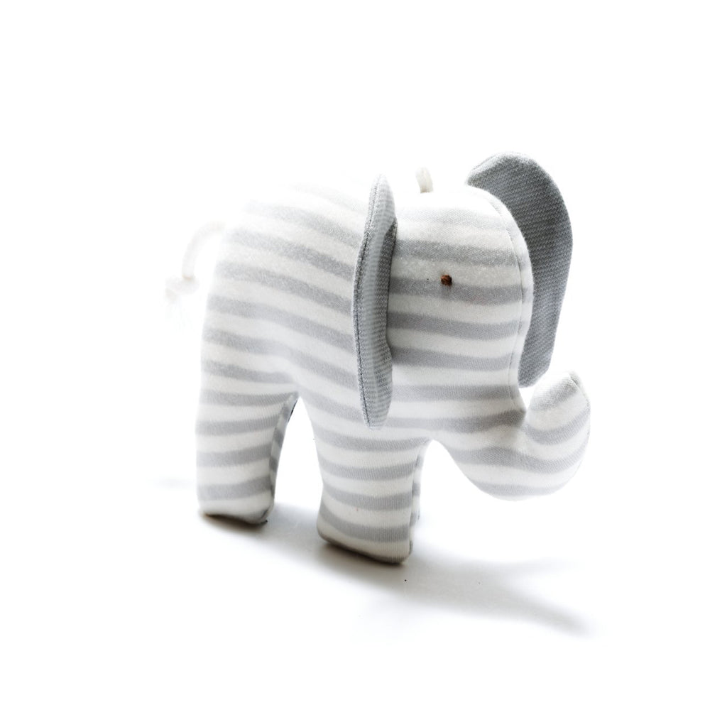 Organic Cotton Super Soft Elephant Toy - Grey Stripe