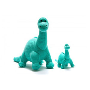 Knitted Ice Blue Diplodocus Rattle Toy