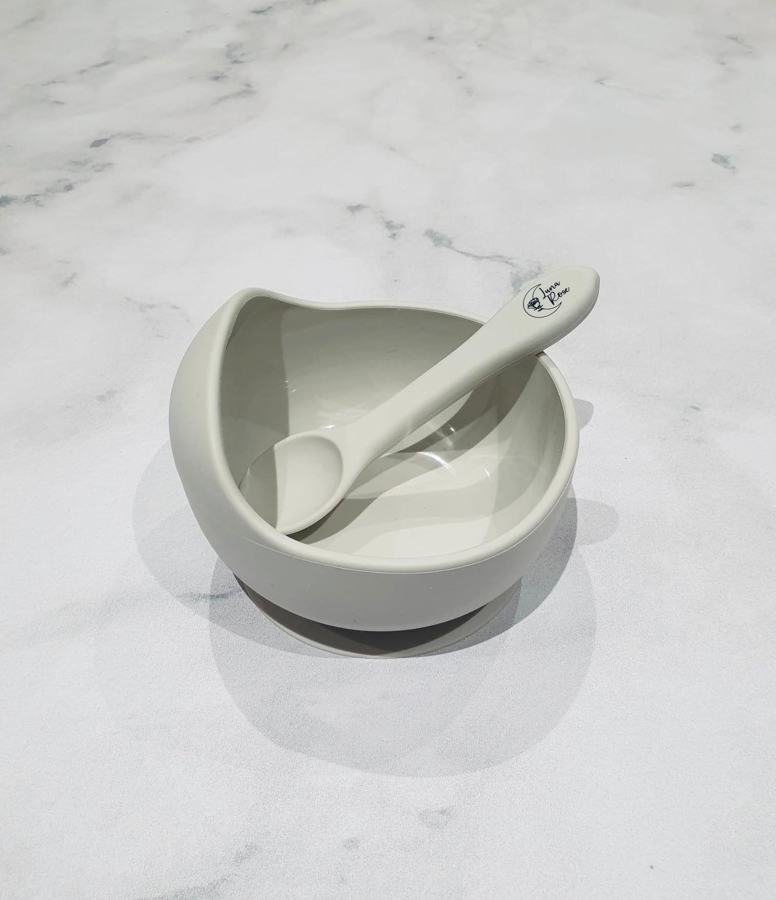 Luna Rose White Sand Silicone Bowl & Spoon Set