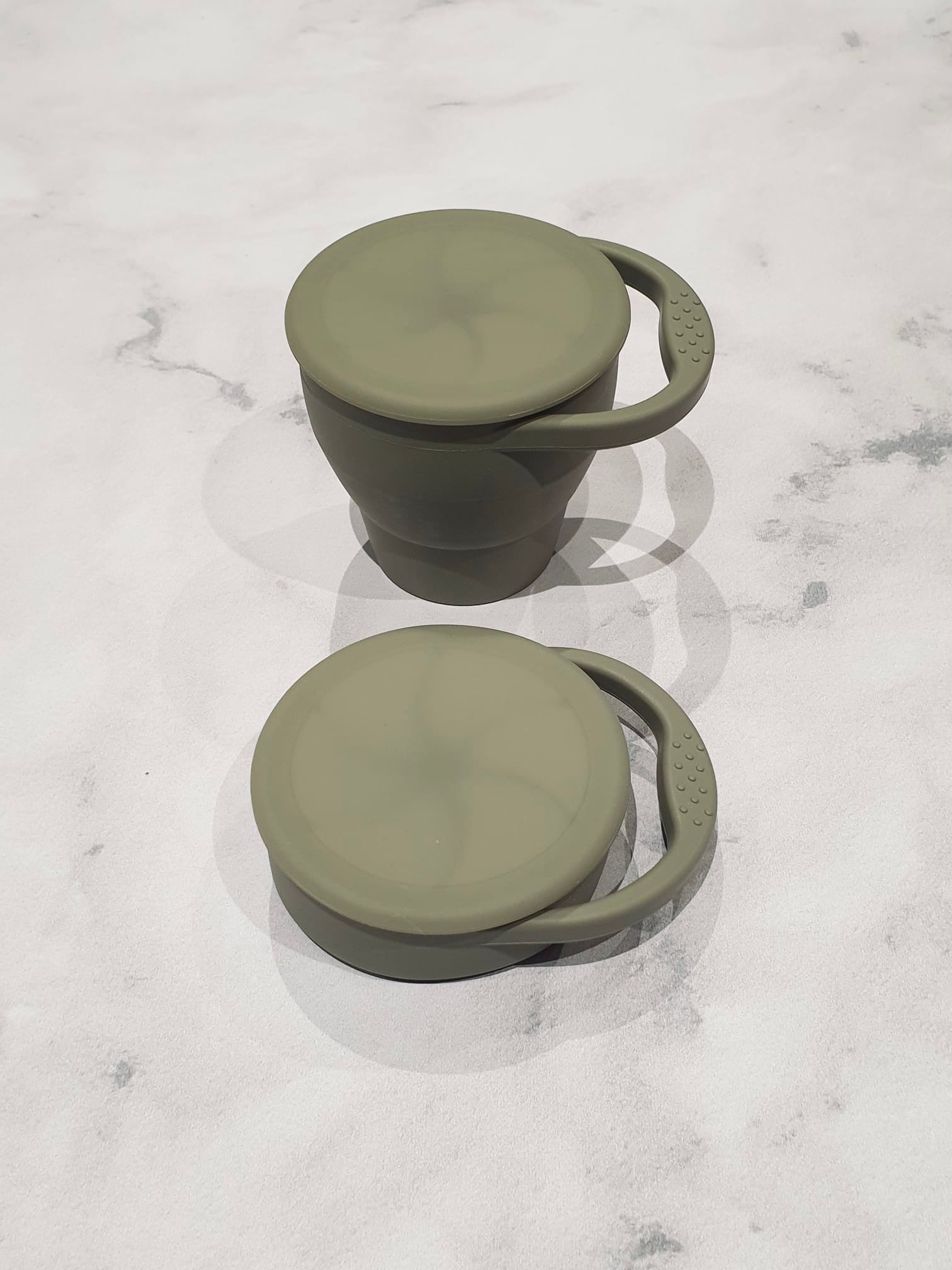 Luna Rose Soft Khaki Collapsible Travel Snack Pot with Lid
