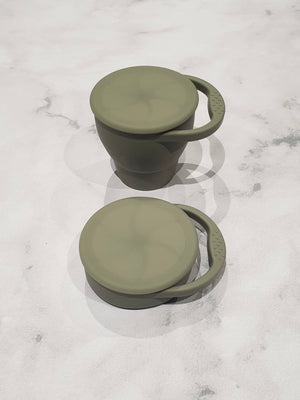 Luna Rose Soft Khaki Collapsible Travel Snack Pot with Lid