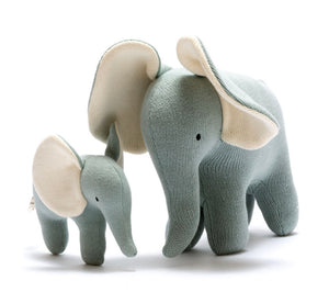 Knitted Small Teal Organic Cotton Elephant