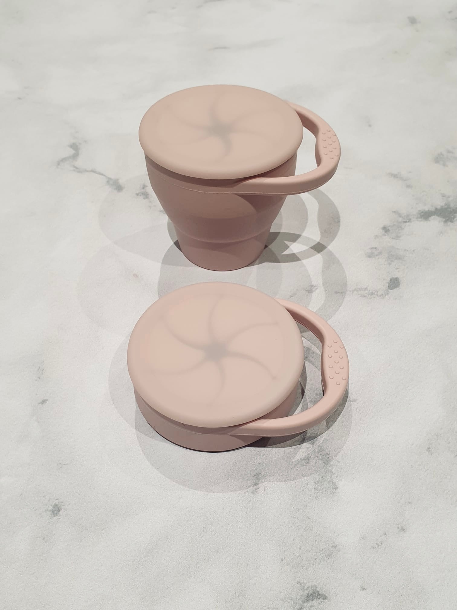 Luna Rose Dusty Pink Collapsible Travel Snack Pot with Lid