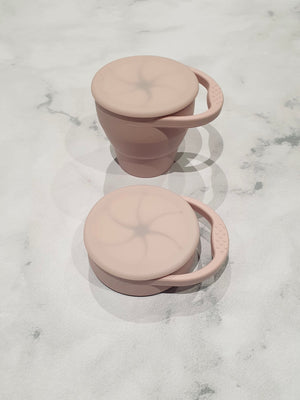 Luna Rose Dusty Pink Collapsible Travel Snack Pot with Lid
