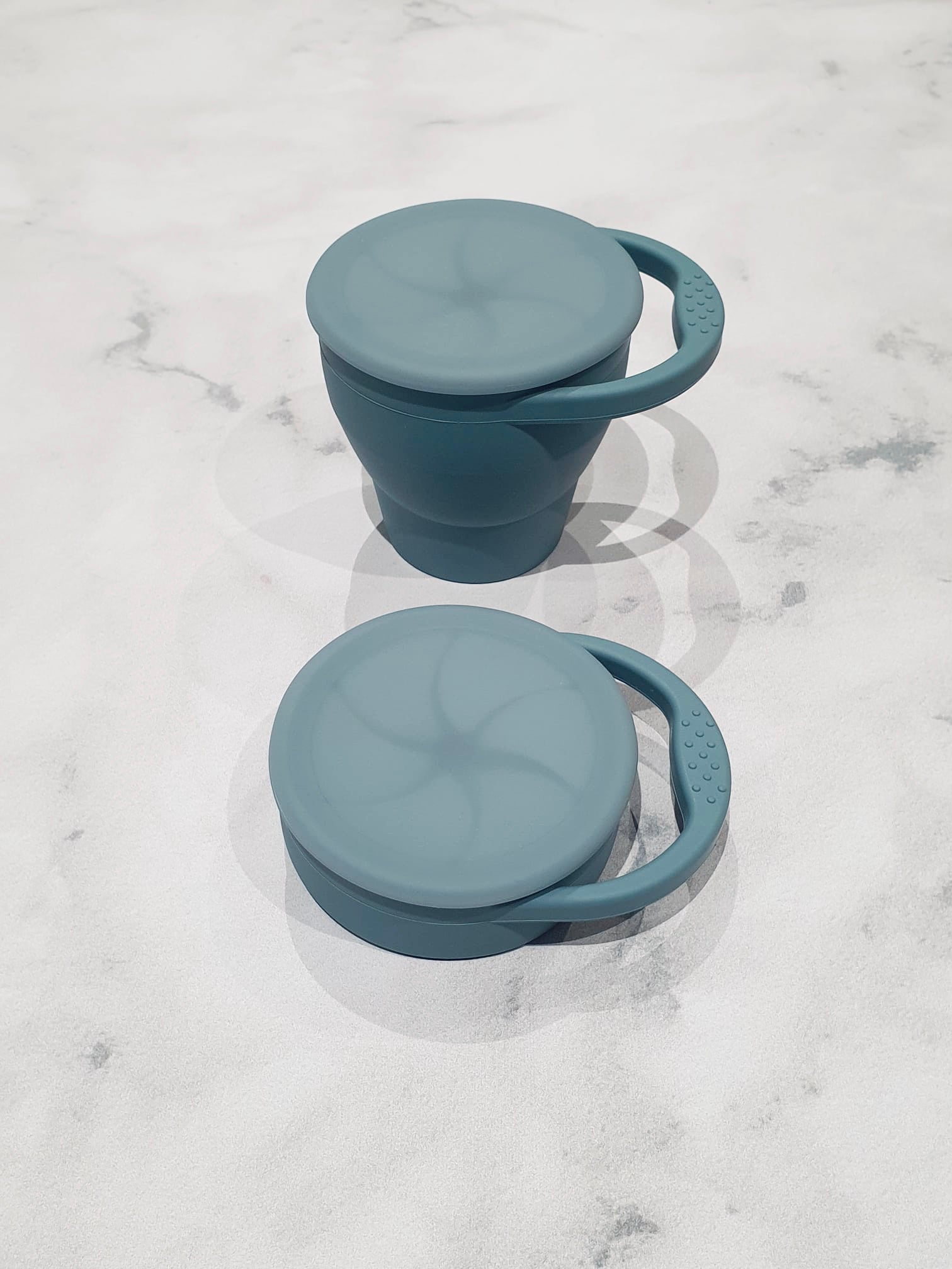 Luna Rose Dusky Blue Collapsible Travel Snack Pot with Lid