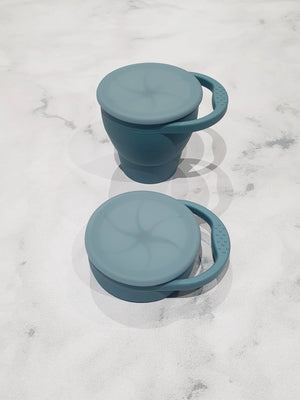 Luna Rose Dusky Blue Collapsible Travel Snack Pot with Lid