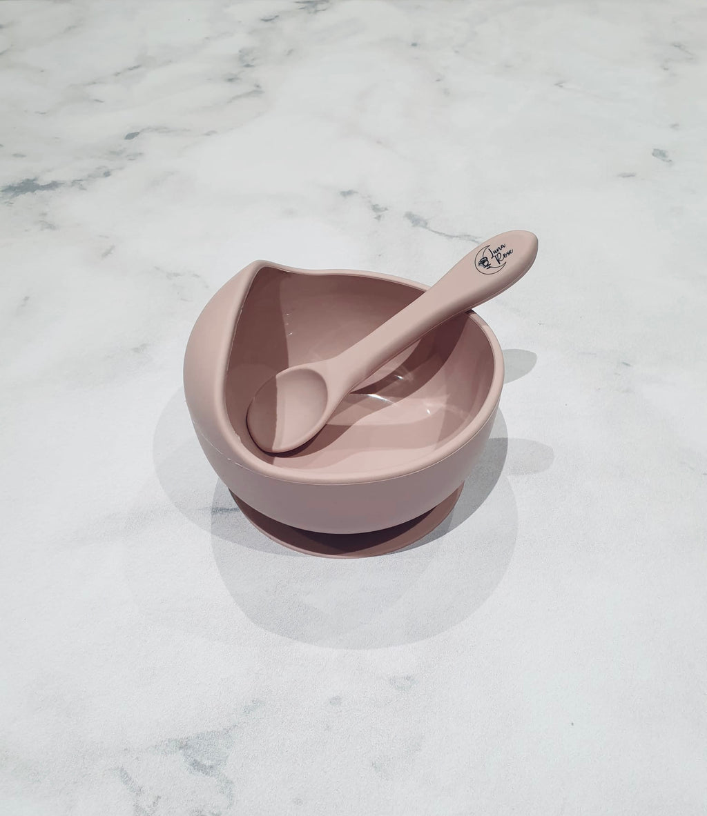 Luna Rose Dusty Pink Silicone Bowl & Spoon Set