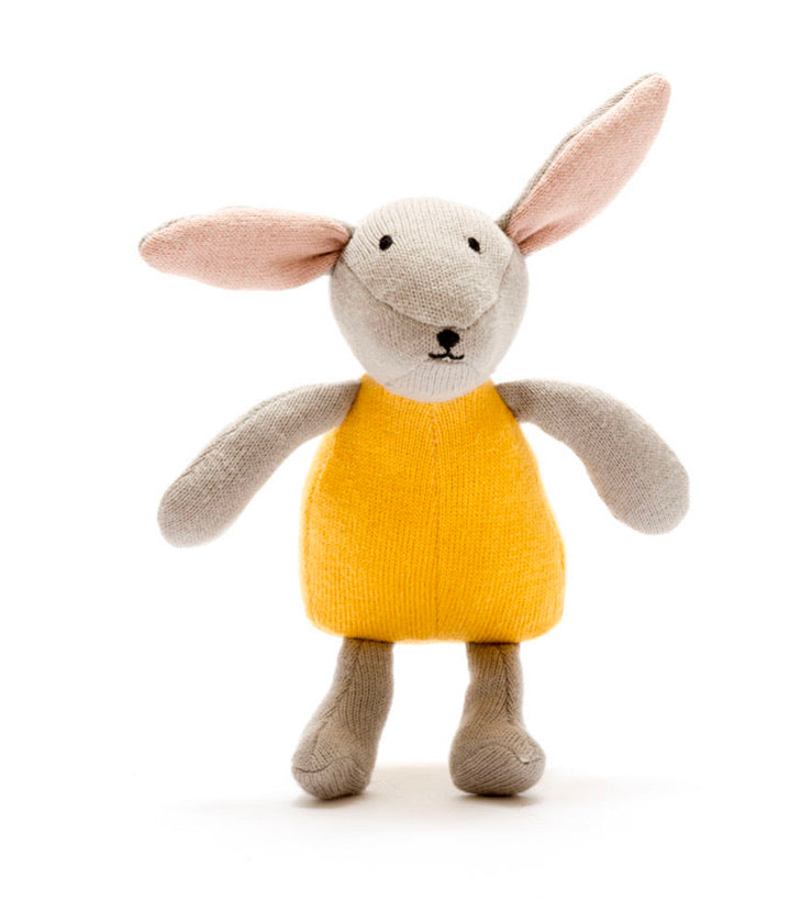 Knitted Mustard Organic Cotton Bunny