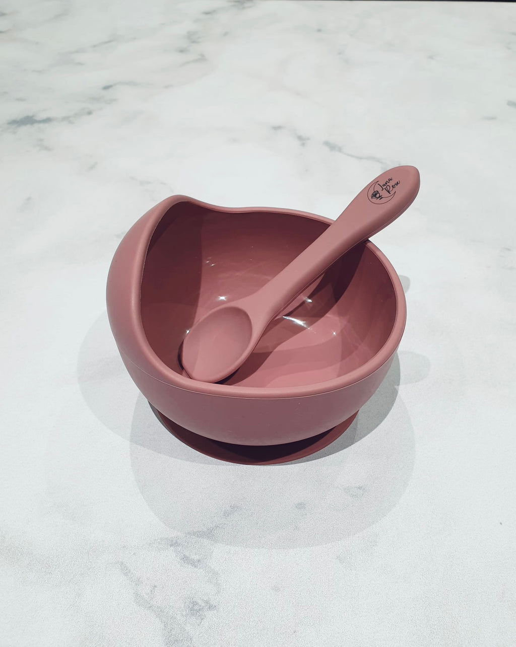 Luna Rose Powder Rose Silicone Bowl & Spoon Set