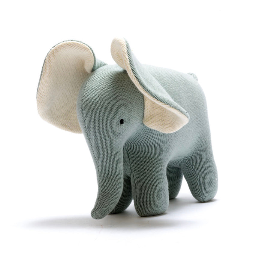 Knitted Large Teal Organic Cotton Elephant