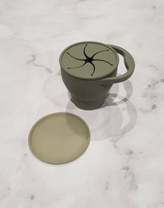 Luna Rose Soft Khaki Collapsible Travel Snack Pot with Lid