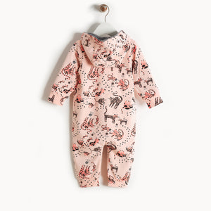 Bonnie Mob Hooded Onsie With Faux Fur Lining - Sand Cat Print