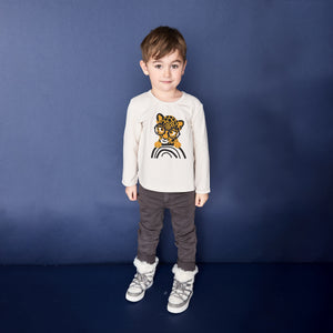 Bonnie Mob Organic Cotton Long Sleeve Kids T-Shirt - Sand Leopard