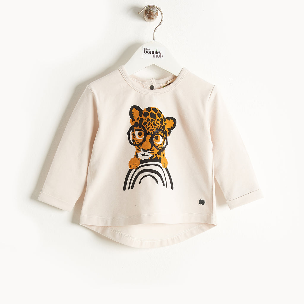 Bonnie Mob Organic Cotton Long Sleeve Kids T-Shirt - Sand Leopard