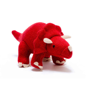 Knitted Red Medium Triceratops Toy