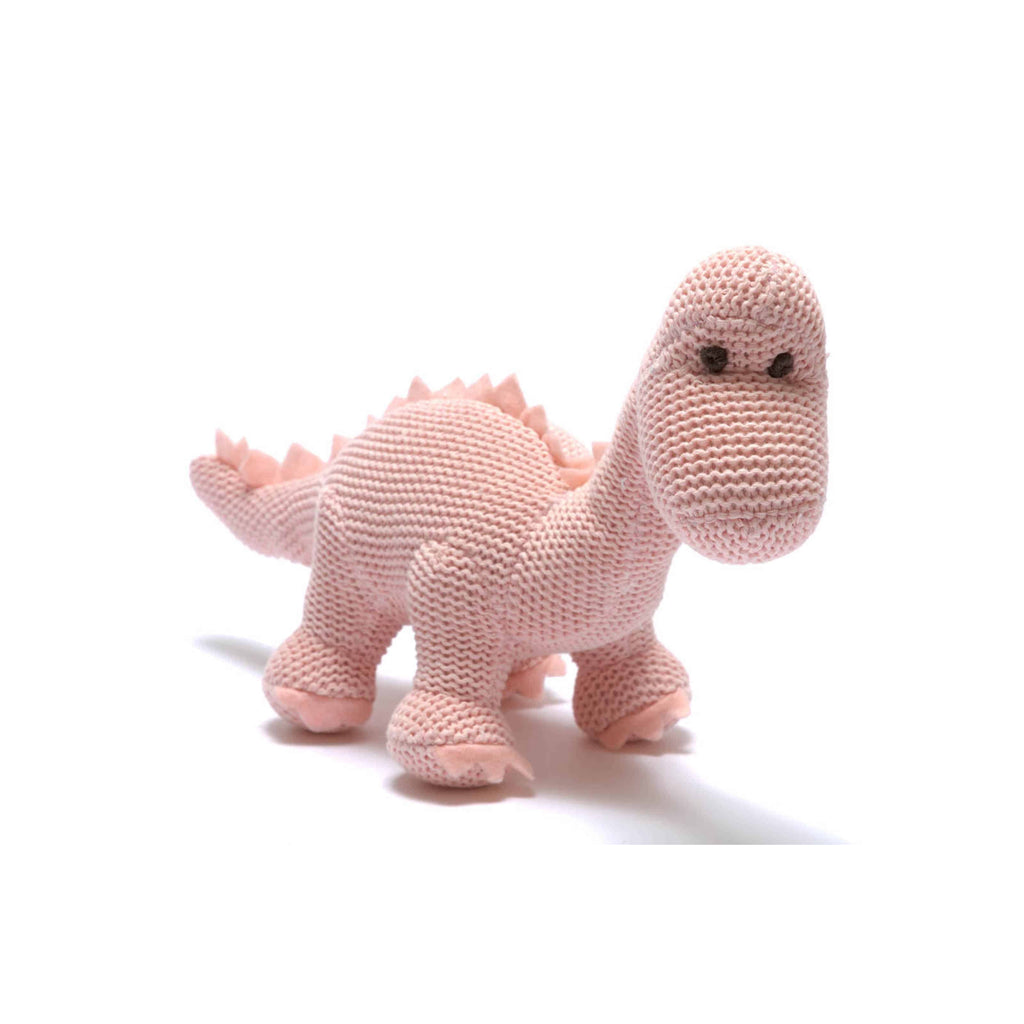 Knitted Organic Pink Diplodocus Rattle