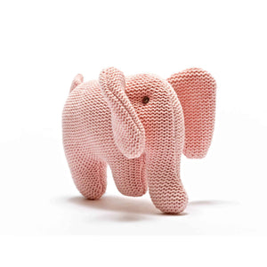 Knitted Organic Elephant Rattle - Pink