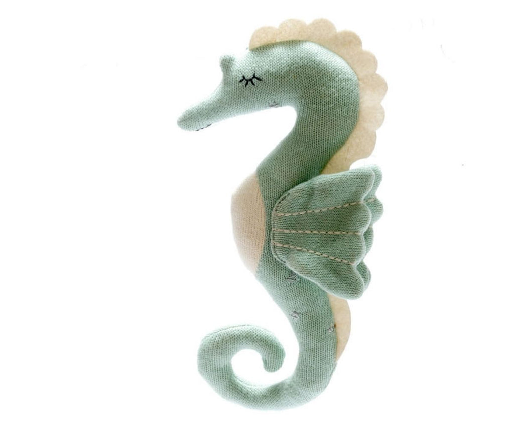 Knitted Organic Cotton Sea Green Seahorse Scandi Toy