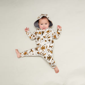 Bonnie Mob Hooded Onsie With Faux Fur Lining - Sand Cat Print