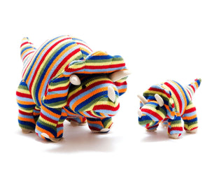 Knitted Medium Rainbow Stripe Triceratops