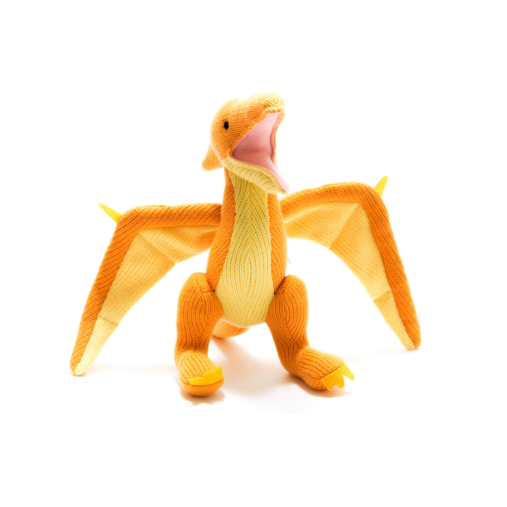 Knitted Orange/Yellow Pterodactyl Toy